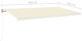 krémszínű automata szélérzékelős és LED-es napellenző 600x300cm