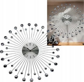 Falióra Kristályokkal Ezüst fém modern 50 x 50 cm 23YC0894