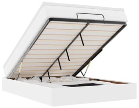 Ottomán ágykeret matraccal fehér 140x190 cm műbőrrel