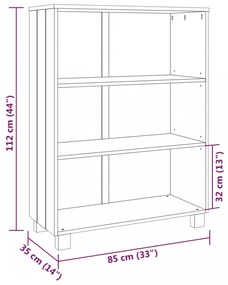 HAMAR világosszürke tömör fenyőfa könyvszekrény 85x35x112 cm