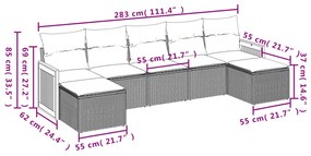 7 részes bézs polyrattan kerti ülőgarnitúra párnákkal