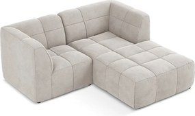 Bézs bársony sarokkanapé (jobb oldali-heverő résszel) Aloha – Makamii
