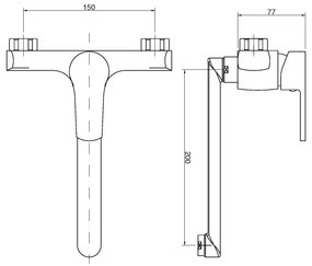 Invena Verso, falra szerelhető mosogató csaptelep hosszú kifolyóval 200mm, króm, INV-BC-82-001-C