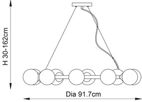 Endon 106008 - Kábeles csillár OTIS 10xG9/3W/230V arany