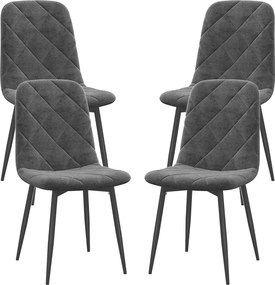 HOMCOM 4 db Modern Étkezőszék, Puhával Borítva Acél Lábakkal, Nappalihoz 45x54x87 cm Szürke | Aosom