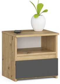 Éjjeliszekrény Cincuenta (artisan tölgy + grafit). 1117479