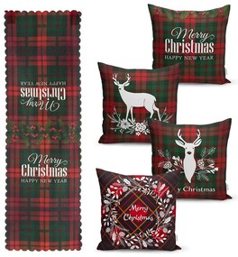 Tartan Christmas 4 db karácsonyi párnahuzat és asztali futó szett - Minimalist Cushion Covers