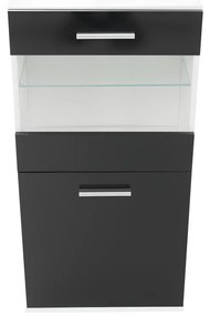 Nappali sor LED világítással, fehér/fekete- extra magas fényű HG, LEO