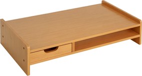 HOMCOM Bambusz Monitoremelő Állvány Íróasztali Szervező Számítógéphez és Laptopokhoz 49x25,5x11,5 cm | Aosom