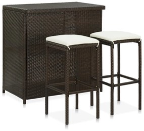 3 darabos barna polyrattan bárszett