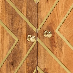 3 db barna-fekete tömör mangófa tálalószekrény 60x33,5x75 cm