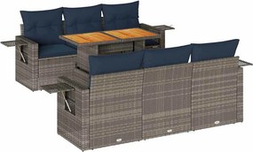 vidaXL 7 részes szürke polyrattan kerti ülőgarnitúra párnákkal