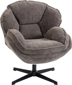 HOMCOM wingback forgatható kényelmi fotel, párnázott bársonyhatású kárpittal, fém lábakkal – szürke | Aosom
