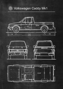Poszter Volkswagen Caddy Mk1 Retro Poster diagram