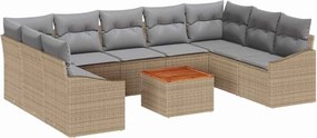 vidaXL Kerti Kanapé Szett 10 pcs Beige és Világosszürke polirattan