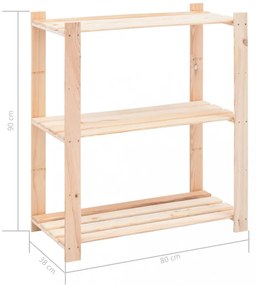 10 db 3-szintes tömör fenyőfa tárolópolc 150 kg 80 x 38 x 90 cm