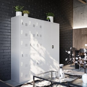 Fém öltözőszekrény DAWID, 900 x 1850 x 450 mm, szürke