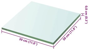 2 db átlátszó üveg paneles polc 30 x 30 cm