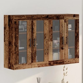 Fali Szekrény 2 db Régi Fa 69.5x34x90 cm Mérnöki Fa