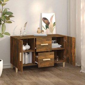 füstös tölgy színű szerelt fa tálalószekrény 100 x 36 x 90 cm