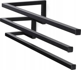 Fekete Fogantyú Fali akasztó 3 törölközőhöz Fürdőszoba loft 65 cm