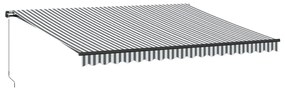 antracitszürke-fehér LED-es kézi napellenző 450 x 350 cm