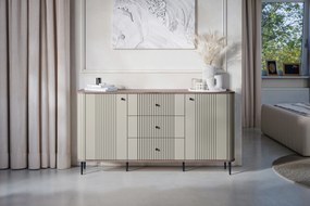 Vesper komód 160 cm fiókokkal lábakon - kasmír / dió / fekete lábak