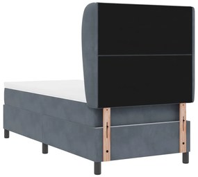 Boxspring Ágy Matraccal Sötétszürke 90x200 cm Bársony