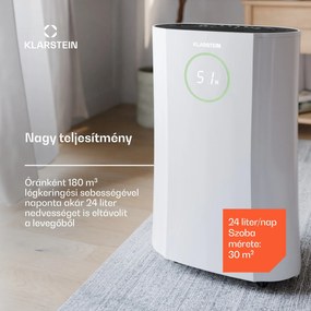 Klarstein DryFy ProConnect 24 párátlanító, 24 l/nap, 30 m², WiFi, App, LED kijelző, 24-órás időzítő