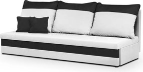 GUSTO Háromszemélyes kinyitható kanapé Fehér/fekete