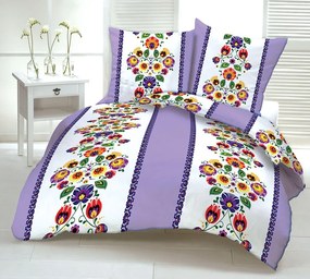 FOLK PURPLE pamut ágynemű DeLuxe Ágynemű mérete: 140x200 cm, A csomag tartalma: Készletcsomagolás