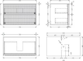 AREZZO design SAVONA 80 cm-es Fürdőszoba alsószekrény 2 fiók, tölgy