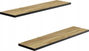 2 db-os fali polc szett 60 cm tölgy, fekete kivitel