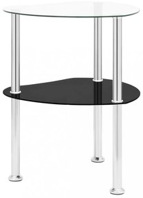322786 2-Tier Side Table Transparent &amp; Black 38x38x50cm Tempered Glass