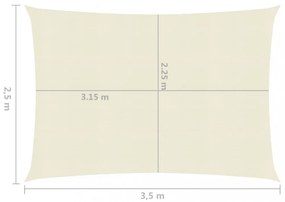 krémszínű HDPE napvitorla 160 g/m² 2,5 x 3,5 m