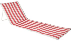 Strandszőnyeg háttámlával, csíkos, piros