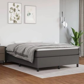 Szürke műbőr rugós ágy matraccal 140x190 cm