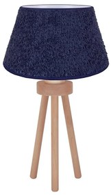 Duolla - Asztali lámpa BOUCLE 1xE27/15W/230V átm. 28 cm kék/fa