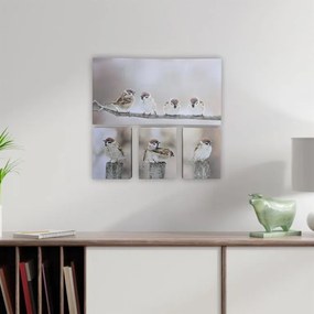 Falfestmény készlet Veréb ágon 4 db