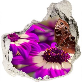 3d lyuk fal dekoráció Pillangó a virágon nd-p-84885251