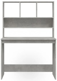 betonszürke szerelt fa íróasztal polcokkal 102 x 45 x 148 cm