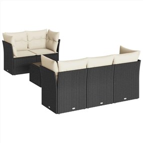 vidaXL 6 részes fekete polyrattan kerti ülőgarnitúra párnákkal