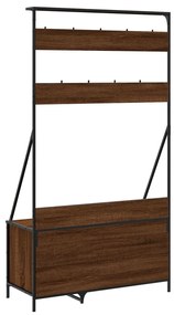 barna tölgyszínű ruhafogas cipőpolccal 100x41x184 cm