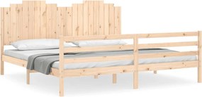 vidaXL tömör fa ágykeret fejtámlával 200 x 200 cm