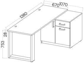 PC asztal Mantela 130 (artisan tölgy + fekete). 1041341