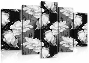 Vászonkép 5 darabos, Rózsák fekete-fehérben 100x60 cm méretben