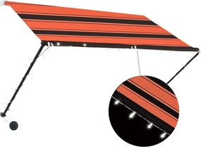 vidaXL narancssárga és barna feltekerhető napellenző LED-del 250 x 150 cm