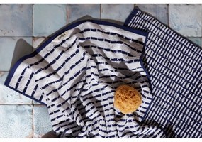 Fehér-kék frottír bambuszkeverék törölköző 50x100 cm Nuance – JUNA