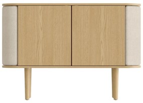 Bézs-natúr színű alacsony komód tölgyfa dekorral 109x75 cm Treasures – UMAGE