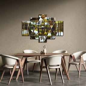 Kép - Geometrikus kollázs a skandináv erdők hátterében (150x105 cm)